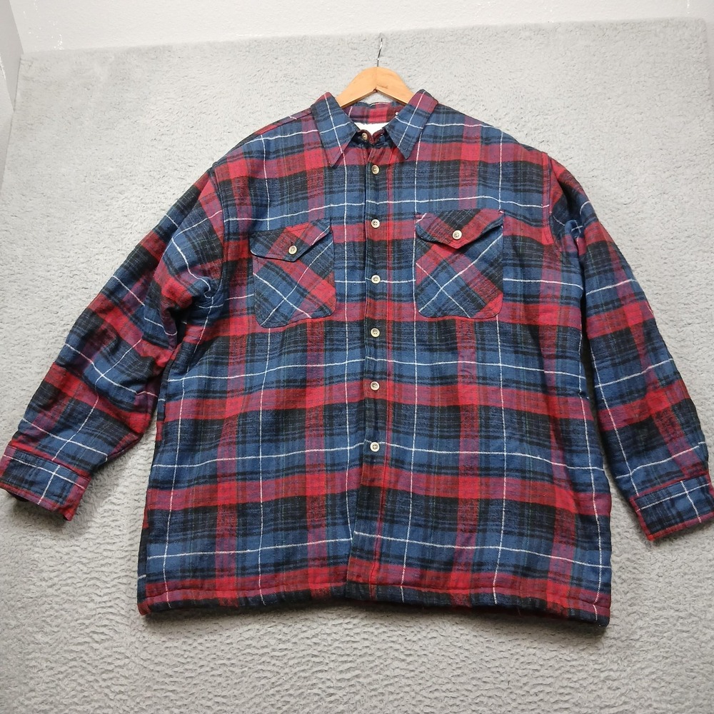 Cambridge Jacket Mens XL Red Blue Plaid Sherpa Lined Flannel Shirt Shacket NWT